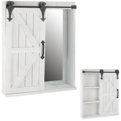 Produktbild von Wandschrank Schiebetür Spiegelschrank Wandregal Weiß Hängeschrank Wandboard