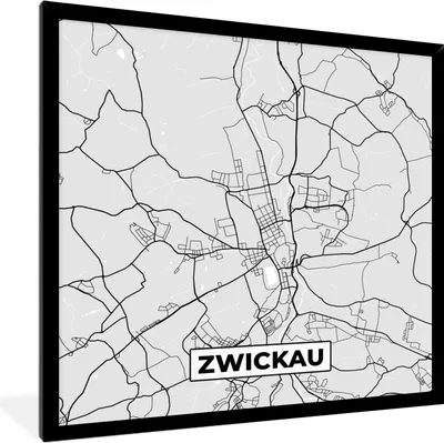 Produktbild von MuchoWow® Gerahmtes Poster Deutschland - Stadtplan - Zwickau - Karte 40x40 cm - Poster mit Schwarzem Bilderrahmen Wandposter Rahmen Foto Bilder - Mit Rahmen - Wanddekoration Schlafzimmer
