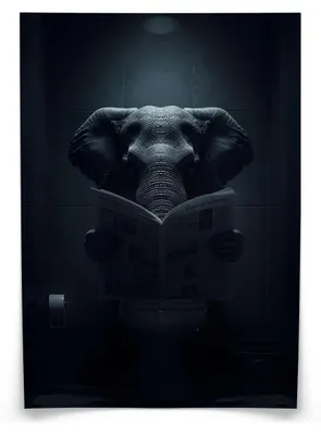 Produktbild von Muralo Poster für WC Badezimmer ELEFANT mit Zeitung Abstraktion 30x40cm