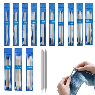 Produktbild von 65-teiliges Stricknadelset, Edelstahl mit Nadelspitzen 1,5 mm–5 mm