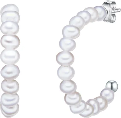 Produktbild von Valero Pearls Perlen-Creolen Sterling Silber Süßwasser-Zuchtperle 50100087