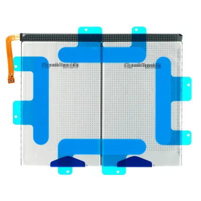 A product shot of a battery pack with blue adhesive strips.