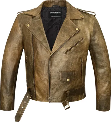 Produktbild von Bohmberg Vintage Bikerjacke aus hochwertigem Pull-Up Leder im klassischen Design -XL