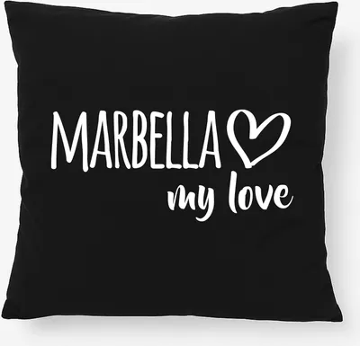 Produktbild von Huuraa Kissen Marbella my love 40x40cm mit Füllung Black Baumwolle Dekokissen Geschenkidee