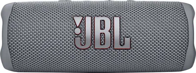 A gray JBL FLIP 6 portable waterproof speaker is shown against a white background.