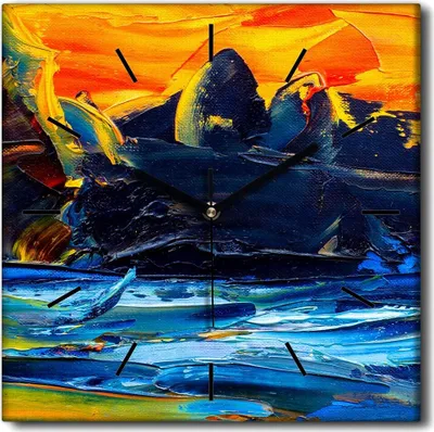 Produktbild von Coloray Uhr auf Leinwand 30x30 cm Wand Uhr Dekoration Wohnzimmer Segeltuch schwarze Hände -Aquarelle Kunstkunst