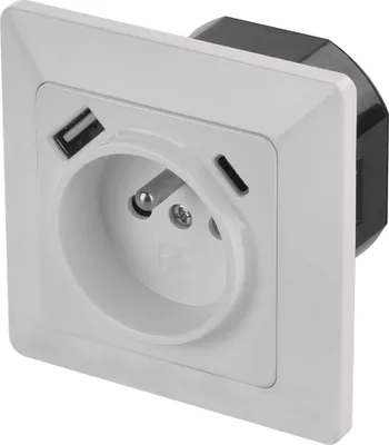 Zásuvka s USB A+USB C., bílá