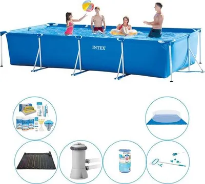 Image de Piscine rectangulaire de 450 x 220 x 84 cm - Composée de 7 éléments - Ensemble de piscine en plastique