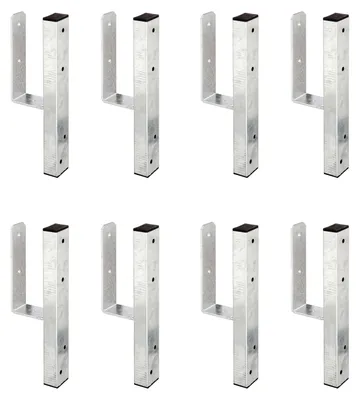 Zdjęcie produktu dla Alberts 8 x wsporniki słupków U do krawężników w kształcie litery L, 91x230 mm, wysokość 200 mm, ocynkowane ogniowo, do przykręcenia