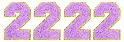 4 Chenille-Zahlen-Patches, 8,4 cm, zum Aufbügeln, lila