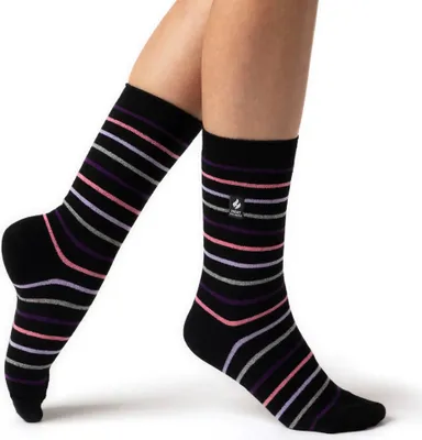 Produktbild von Heat Holders UTLHH213G1BLK Damen ULTRA LITE Streifensocken Riga 37-42