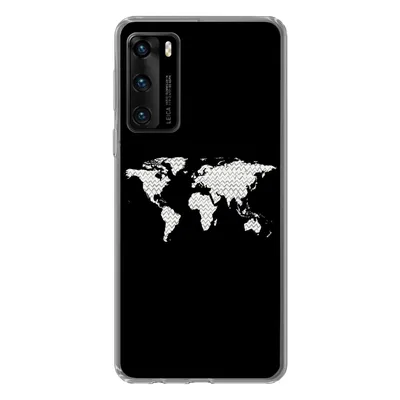 Produktbild von MuchoWow® Handyhülle Schutzhülle Hülle für Huawei P40 Weltkarte - Muster - Schwarz Silikon Softcase Handy Hülle - Handytasche
