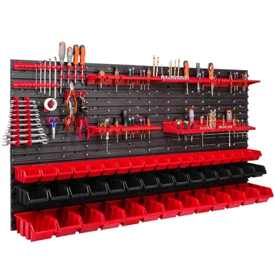 Obrázok produktu pre 47 Stohovacie boxy Držiaky na náradie Nástenné regály Dielenské regály na náradie Stena 156x78cm Držiaky na náradie Úložný systém Hromadné regály Vizuálne úložné boxy Extra silné nástenné panely Regály Rozšíriteľný dielenský regálový sklad Re
