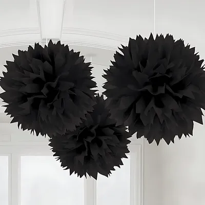 Productafbeelding van Amscan 18055-10-55, Decoratieve pompons, Zwart, Rond, 40,6 cm, 3 stuks