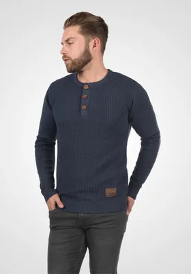 Produktbild von SOLID SDTerrance Herren Strickpullover Feinstrick Pullover mit Grandad Ausschnitt Baumwollmischung Regular fit