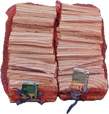 Produktbild von Premium Anfeuerholz aus Nadelholz 10 m³ (2 Netze 5 dm³) – Trockenes Anzündholz für Kamin, Grill, Ofen und Lagerfeuer – Naturbelassenes Anmachholz