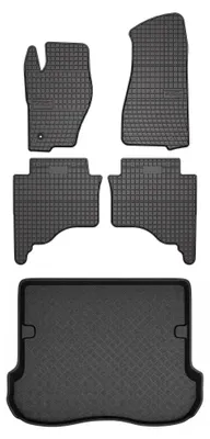 Image de Tapis en caoutchouc + bac de coffre pour Jeep Grand Cherokee III WK 2005-2010 (5 portes) – 5 pièces, noirs, sur mesure