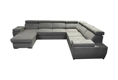 Productafbeelding van DOMI Hoekbank LORENZO PANORAMIC met slaapfunctie, L-vormig, links, met bedopslag, woonkamerbank, bank, bed, bankstel - Grijs, Asti 14