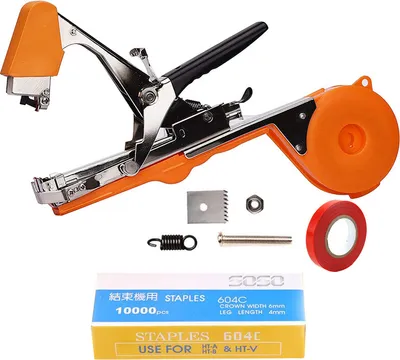 Image de Pince à lier orange pour plantes, Machine à lier les plantes Pince à lier Tapetool Machine à lier manuelle pour vignes Tomates Concombres, Machine à lier agricole Jardin