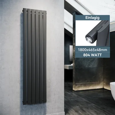 Immagine prodotto di SONNI 1800×465 mm Antracite Radiatore a pannello monostrato Radiatore verticale