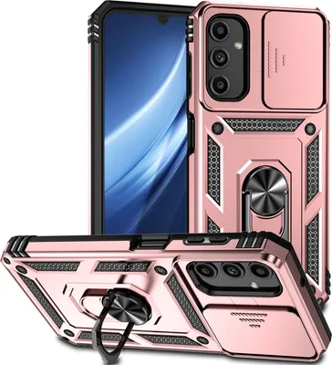 Produktbild von Galaxy A24 4G Hülle mit Schiebe Kamera Schutz und Ringhalter Ständer Schutzhülle für Samsung Galaxy A24 4G Rosa