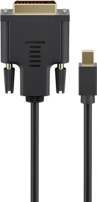 Produktbild von Goobay 59870 Mini DisplayPort/DVI-D Adapterkabel 1.2, 3 m, Schwarz - Mini DisplayPort-Stecker > DVI-D-Stecker Dual-Link (24+1 pin)