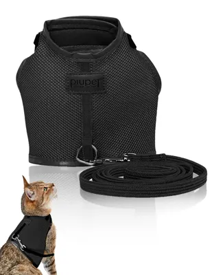 Productafbeelding van Kattenharnas met riem, maat S, nekomtrek 20-24 cm, borstomtrek 36-40 cm, zwart, voor buitenwandeling