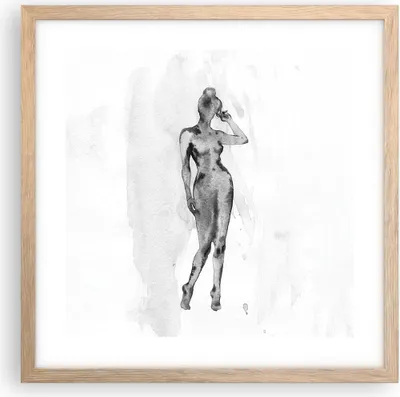 Produktbild von Gerahmtes Poster - Rahmen in heller Eiche - Nacktheit Frau Körper - 40x40 cm - Wand Bild - Wanddeko - Wandbilder - Kunstposter - Wandposter - Bilderrahmen - Bilder - Kunstdruck - P2NAC40x40-5075