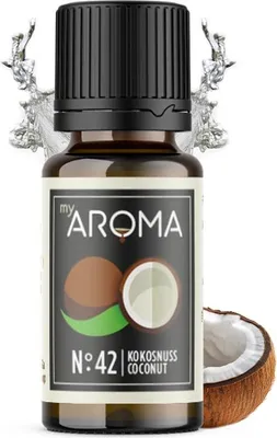 Produktbild von myAROMA flavour drops – Kokosnuss 10ml, zuckerfrei, kalorienfrei & vegan, natürliches Aroma ohne künstliche Farbstoffe zum Backen, Essen & Trinken