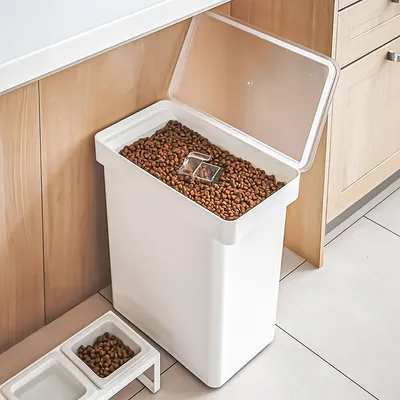 Produktbild von Yamazaki Tierfutterbehälter weiß 25L Box für Hund Katze Trockenfutter bis 12kg