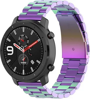 Produktbild von Strap-it Xiaomi Amazfit GTR Gliederarmband (Regenbogen)