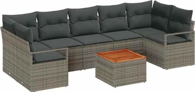Produktbild von vidaXL Gartensofa-set mit Speicher 8 pcs Grau Poly-Rattan