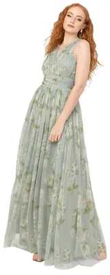 Produktbild von Anaya mit Liebe – Damenmaxikleid, ärmelloses Design, V-Ausschnitt, Wickeloptik, Tüll-Taillenband