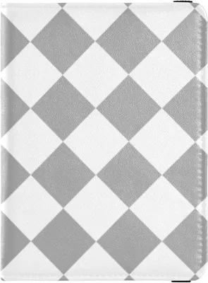 Produktbild von Reisepasshülle aus Leder mit Büffelkaromuster für Reisen, Damen, Impfausweis, wasserdicht, Grau / Weiß