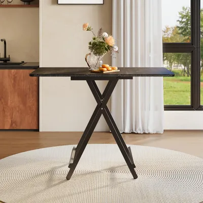 Produktbild von Livingandhome Klappbarer Esstisch mit Holzplatte & Eisenbeinen – 100 x 60 cm, MDF, stabil & faltbar