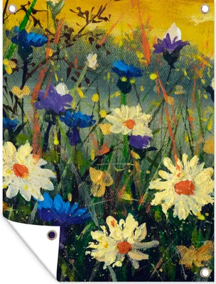 Produktbild von MuchoWow® 30x40 cm Outdoor-Poster Gartendeko Sichtschutz Garten Poster für den Garten  Malerei - Ölfarbe - Natur - Blumen