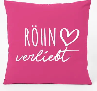 Produktbild von Huuraa Kissen Röhn verliebt 40x40cm mit Füllung Fuchsia Baumwolle Dekokissen Geschenkidee