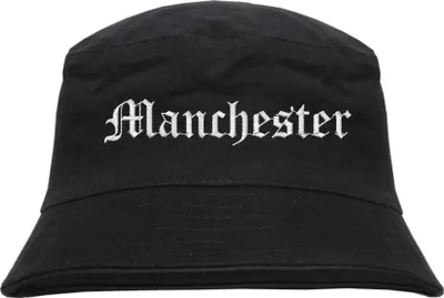 Produktbild von Manchester Fischerhut - Altdeutsch - bestickt - Bucket Hat Anglerhut Hut Schwarz L/XL