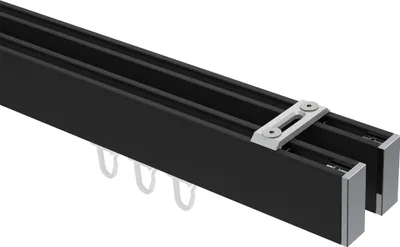 Produktbild von Interdeco Innenlaufstange / Gardinenstange mit Innenlauf Schwarz / Chrom, Typ Smartline Paxo (Kappe) Deckenmontage, 14x35 mm 2-läufig, 420 cm