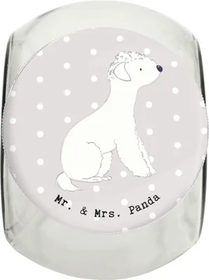 Produktbild von Mr. & Mrs. Panda Dose Bedlington Terrier Moment L 870ml - Grau Pastell - Geschenk, Bonbonglas, Aufbewahrungsdose, Glasdose, Vorratsbehälter, Keksdose, glasbehälter
