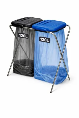 Produktbild von ENTIGO Müllsackständer 120 l, Müllsackhalter, Ständer für Müllsäcke, Abfalltrenner Müllbeutelhalter rostfrei innen außen, Klappe mit Beutelhalter, rec