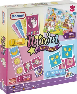 Produktbild von Grafix Einhorn Spieleset 4-in-1 Kinderspielebox