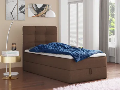 Produktbild von Boxspringbett Best Mini mit Bettkasten und Matratzentopper - Einzelbett mit Bonell-Matratze und Topper, Polsterbett, Bett, Schlafzimmer (Braun (Inari 24), 80 x 200 cm)