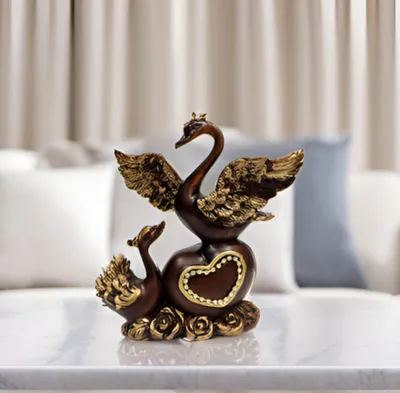 Liebesvögel auf Herz – Harzfigur, 15x5x16,2 cm, Feng-Shui-Deko