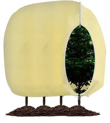 Produktbild von Unyqoos® Reißfeste Pflanzenhaube mit Reißverschluss – Winterschutz für draußen, 80 g Vliesstoff, Zugkordel, schützt vor Frost, Schnee und Wind