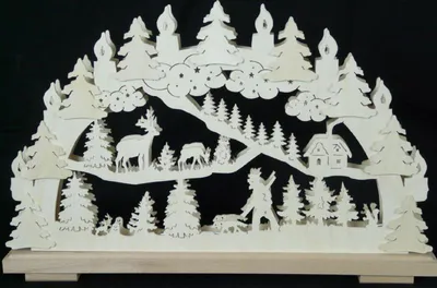 Produktbild von Schwibbogen mit Jäger Rehe und Beleuchtung BxHxT 50x32x7cm NEU