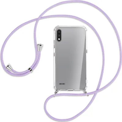 Produktbild von Handykette Backcover-Schutzhülle mit Band (Metall silberfarben) für LG K22 LMK200 - violett