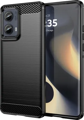 Produktbild von Hülle für Motorola Edge (2024) Carbon-Faser Weich TPU Silikon Stoßfest Handyhülle Schwarz