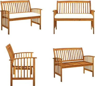 Obrázok produktu pre vidaXL Záhradná lavica s vankúšmi 119 cm z masívneho dreva akácie - Záhradná lavica - Drevené záhradné lavice - Drevené záhradné lavice