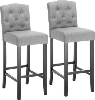 Produktbild von Happyment Barhocker Norino Deluxe – 2er Set – Industrial – Hellgrau – Barhocker – Küchenstuhl – Barstuhl mit Rückenlehne – Stoff